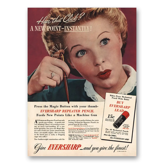 1946 Wahl Eversharp Repeater Pencil Press the Magic Button Vintage Magazine Print Ad