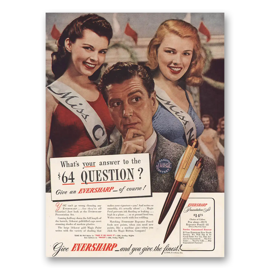 1946 Wahl Eversharp Presentation Set Beauty Contest Judge Vintage Magazine Print Ad