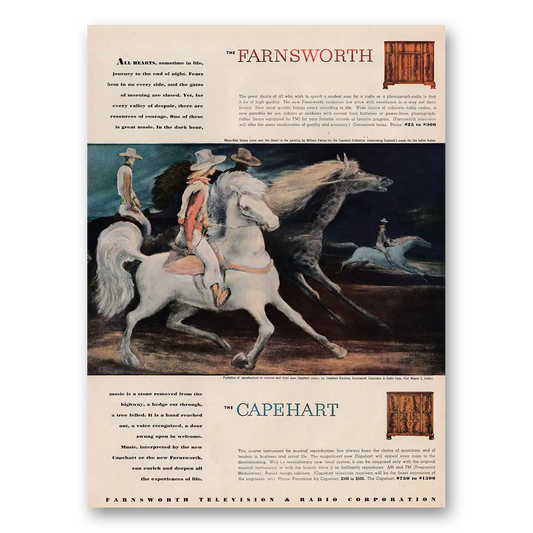 1946 Farnsworth Television Capeheart Vintage Magazine Print Ad