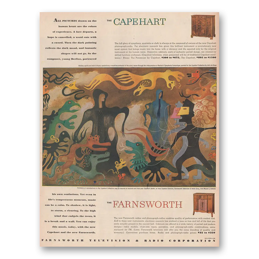 1946 Capeworth Farnsworth Television All Pictures Drawn Vintage Magazine Print Ad