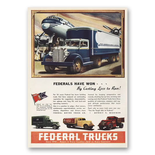 1946 Federal Motor Truck Pan American World Airways Vintage Magazine Print Ad