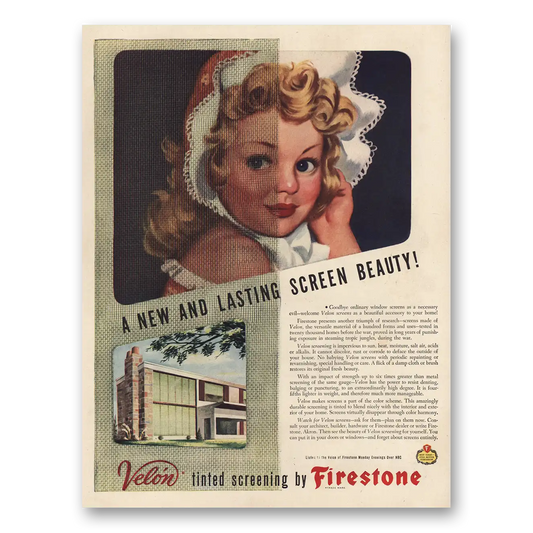 1946 Velon Tinted Screening New Lasting Screen Beauty Vintage Magazine Print Ad