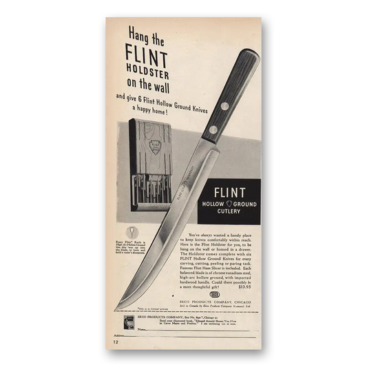 1946 Flint Knives Flint Holdster On the Wall Vintage Magazine Print Ad