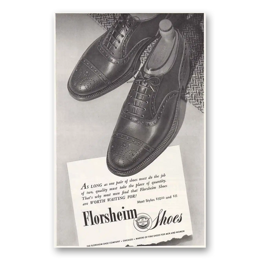 1946 Florsheim Shoes One Pair of Shoes Vintage Magazine Print Ad