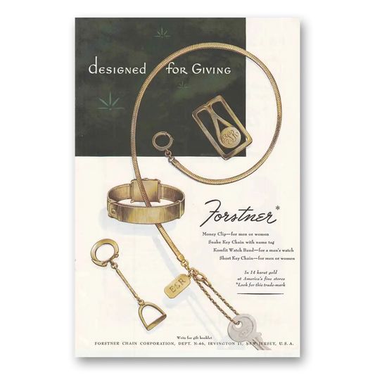 1946 Forstner Money Clip Snake Key Chain Komfit Watch Vintage Magazine Print Ad