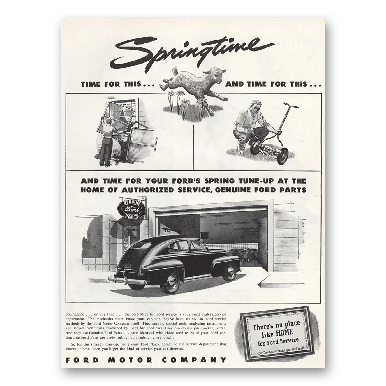 1946 Ford Parts and Service Springtime Time For This Vintage Magazine Print Ad