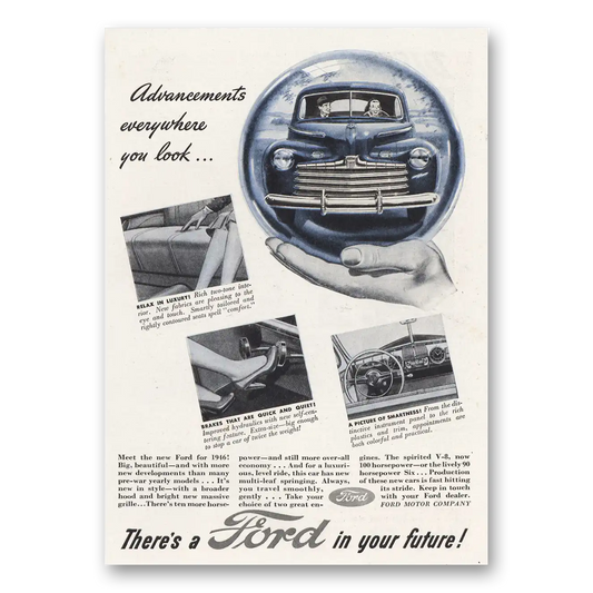 1946 Ford Advancements Everywhere You Look Vintage Magazine Print Ad