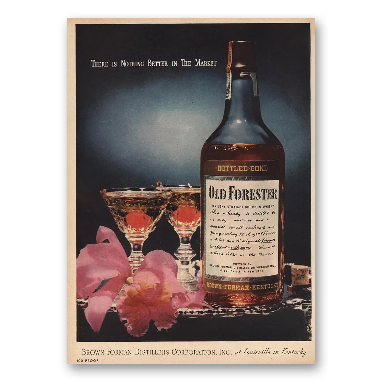 1946 Old Forester Whisky Nothing Better In the Market Vintage Magazine Print Ad