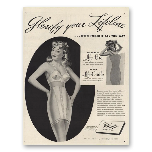 1946 Formfit Glorify Your Lifeline Bra Girdle Vintage Magazine Print Ad