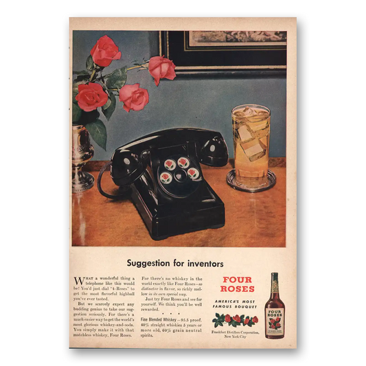 1946 Four Roses Suggestion for Inventors Vintage Magazine Print Ad