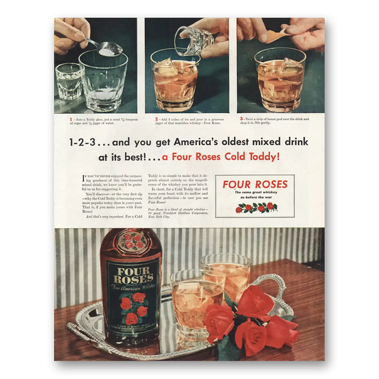 1946 Four Roses Americas Oldest Mixed Drink Vintage Magazine Print Ad