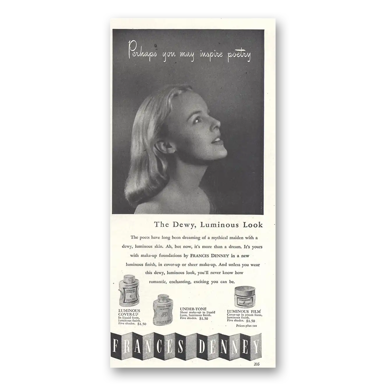 1946 Frances Denney Impire Poetry Vintage Magazine Print Ad