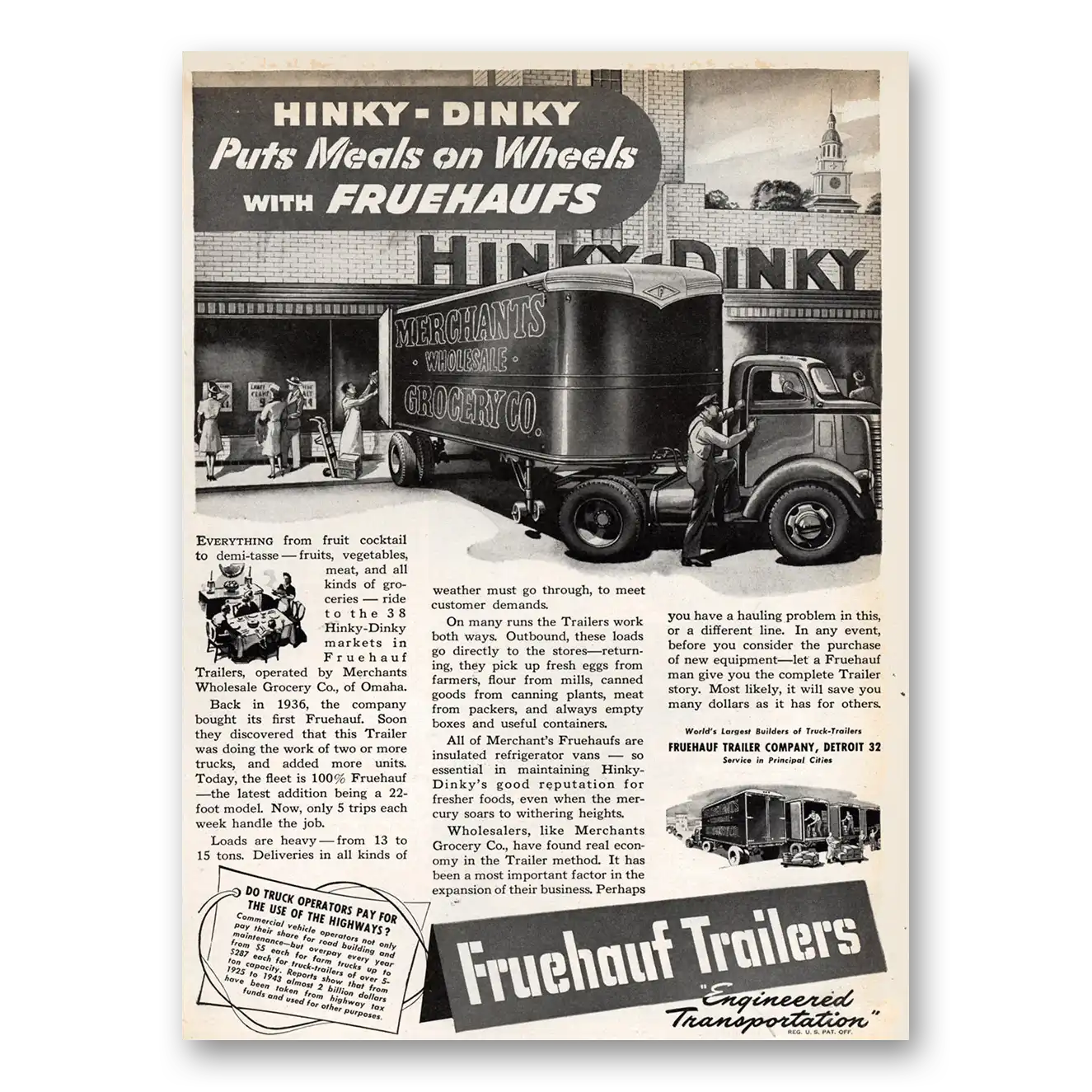 1946 Fruehauf Trailer Hinky Dinky Vintage Magazine Print Ad