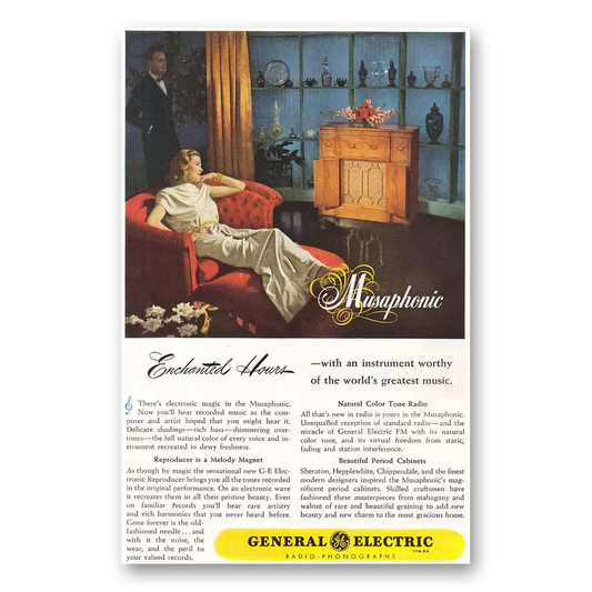 1946 General Electric Radio Musaphonic Enchanted Hours Vintage Magazine Print Ad