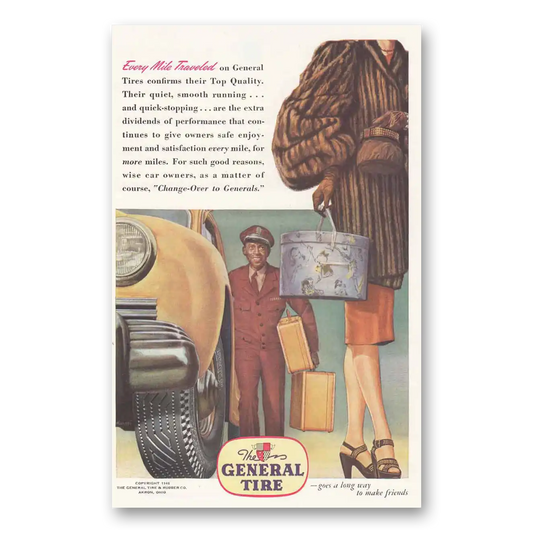 1946 General Tire Every Mile Traveled Vintage Magazine Print Ad