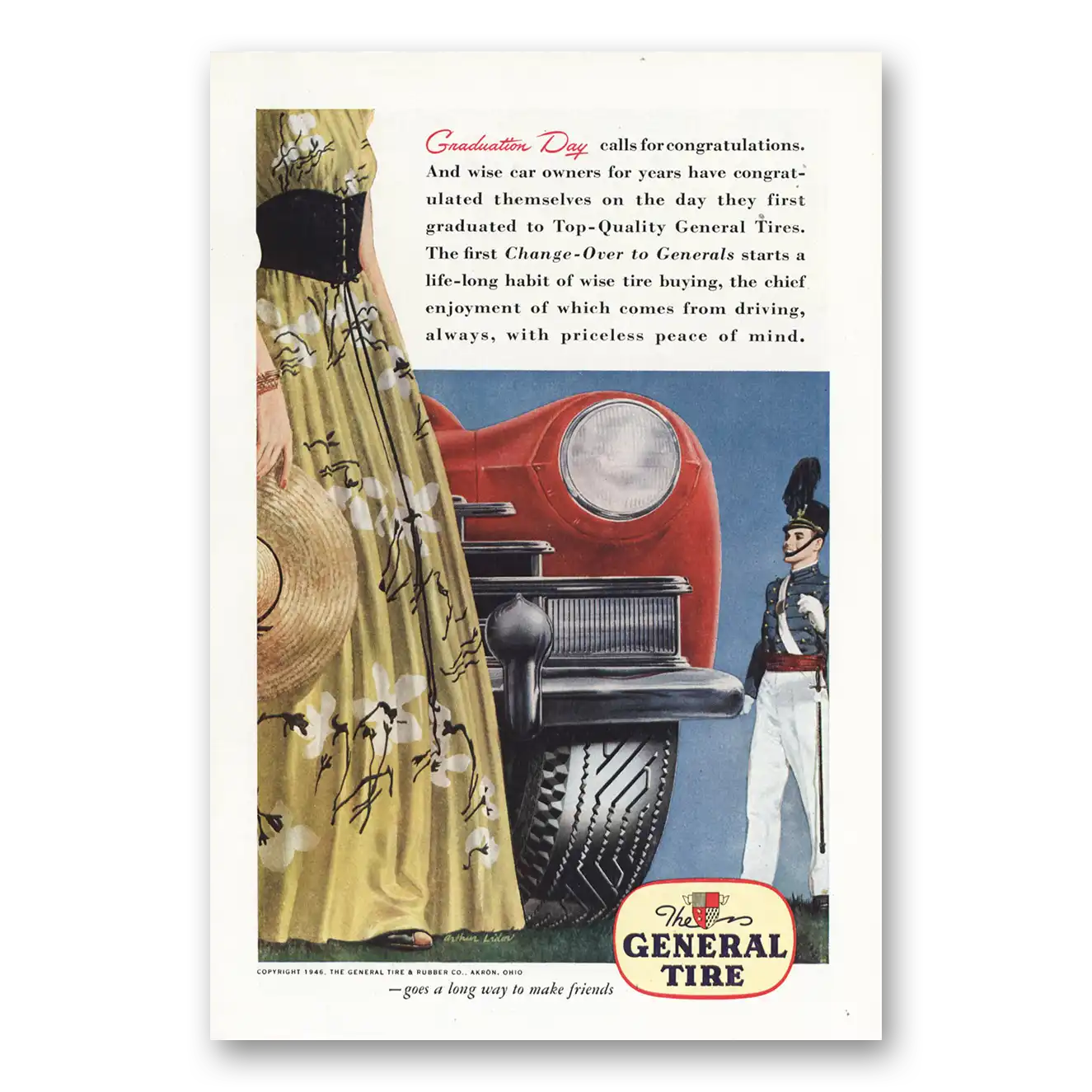 1946 General Tire Graduation Day Calls for Congratulations Vintage Magazine Print Ad