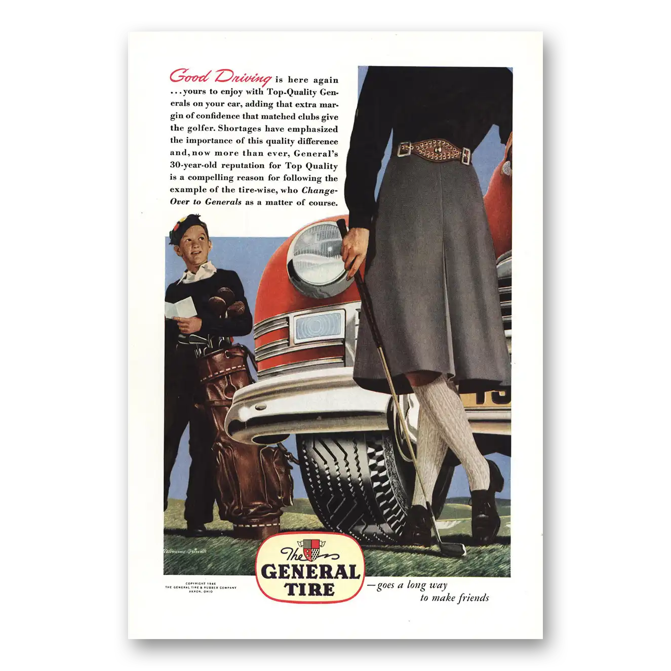 1946 General Tire Good Driving Is Here Again Vintage Magazine Print Ad