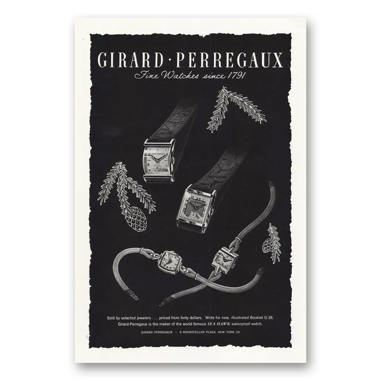 1946 Girard Perregaux Fine Watches Since 1791 Vintage Magazine Print Ad