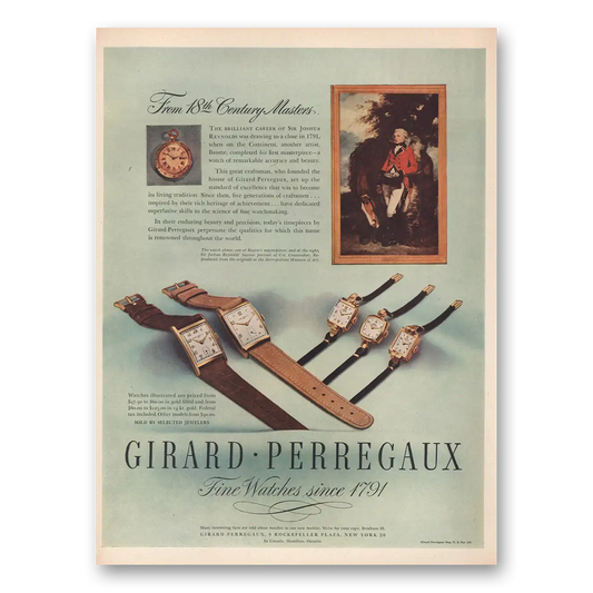 1946 Girard Perregaux From 18th Century Masters Bautte Vintage Magazine Print Ad