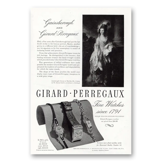 1946 Girard Perregaux Gainsborough Vintage Magazine Print Ad