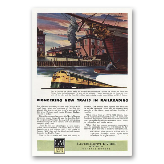 1946 GM Electro Motive Pioneering New Trails Vintage Magazine Print Ad