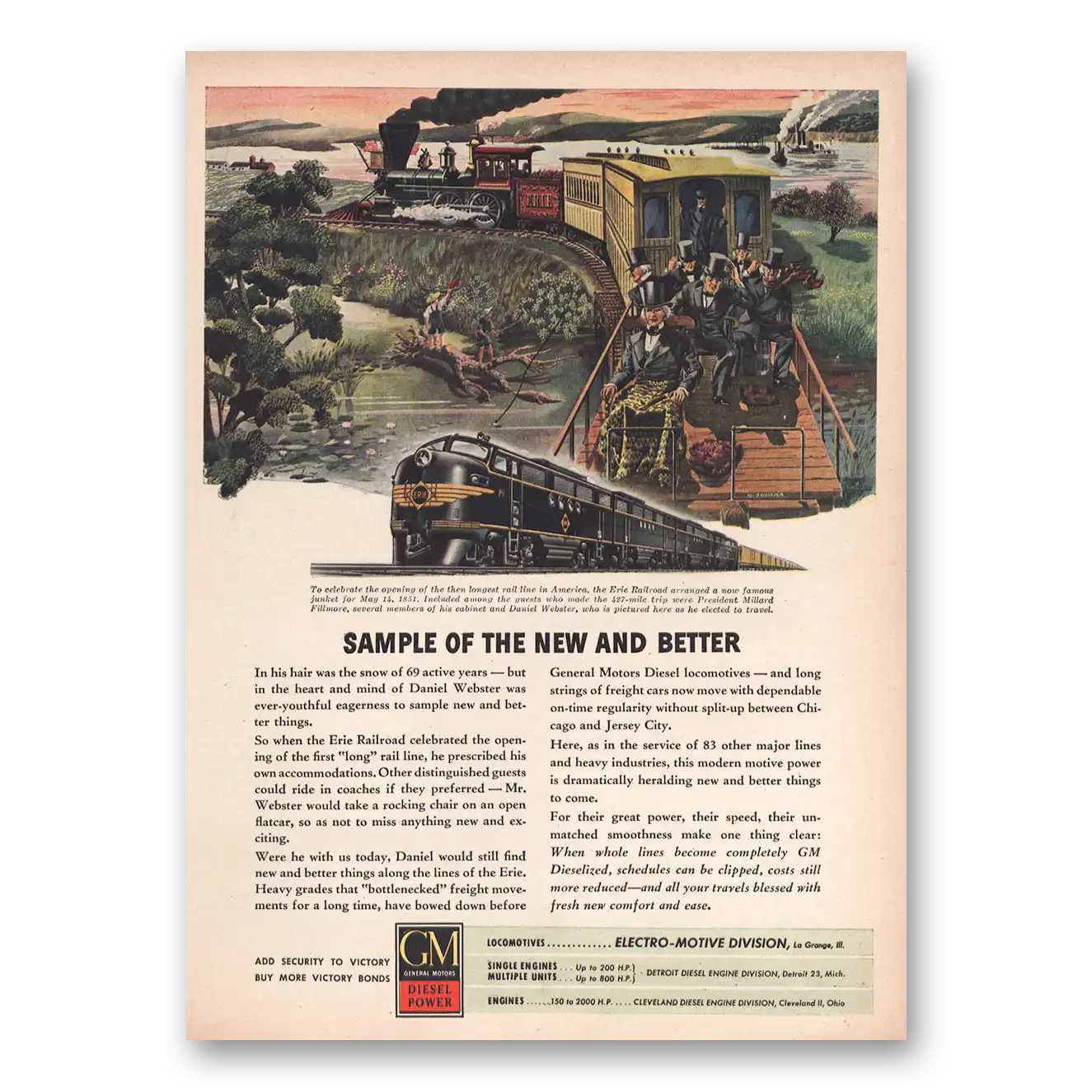 1945 GM Electro Motive Sample of the New and Better Vintage Magazine Print Ad