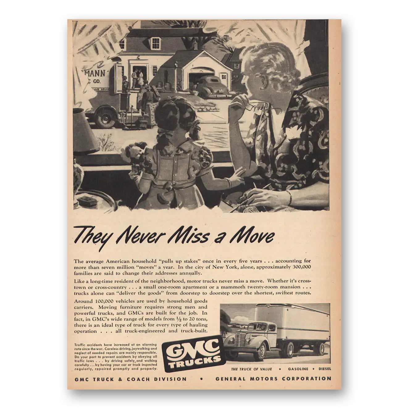 1946 GMC Trucks They Never Miss a Move Vintage Magazine Print Ad