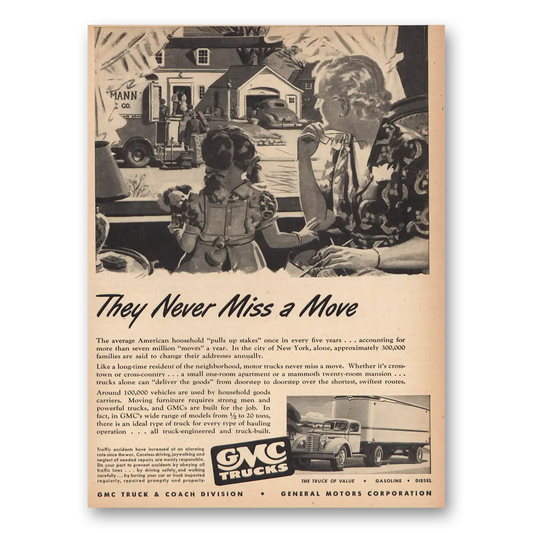 1946 GMC Trucks They Never Miss a Move Vintage Magazine Print Ad