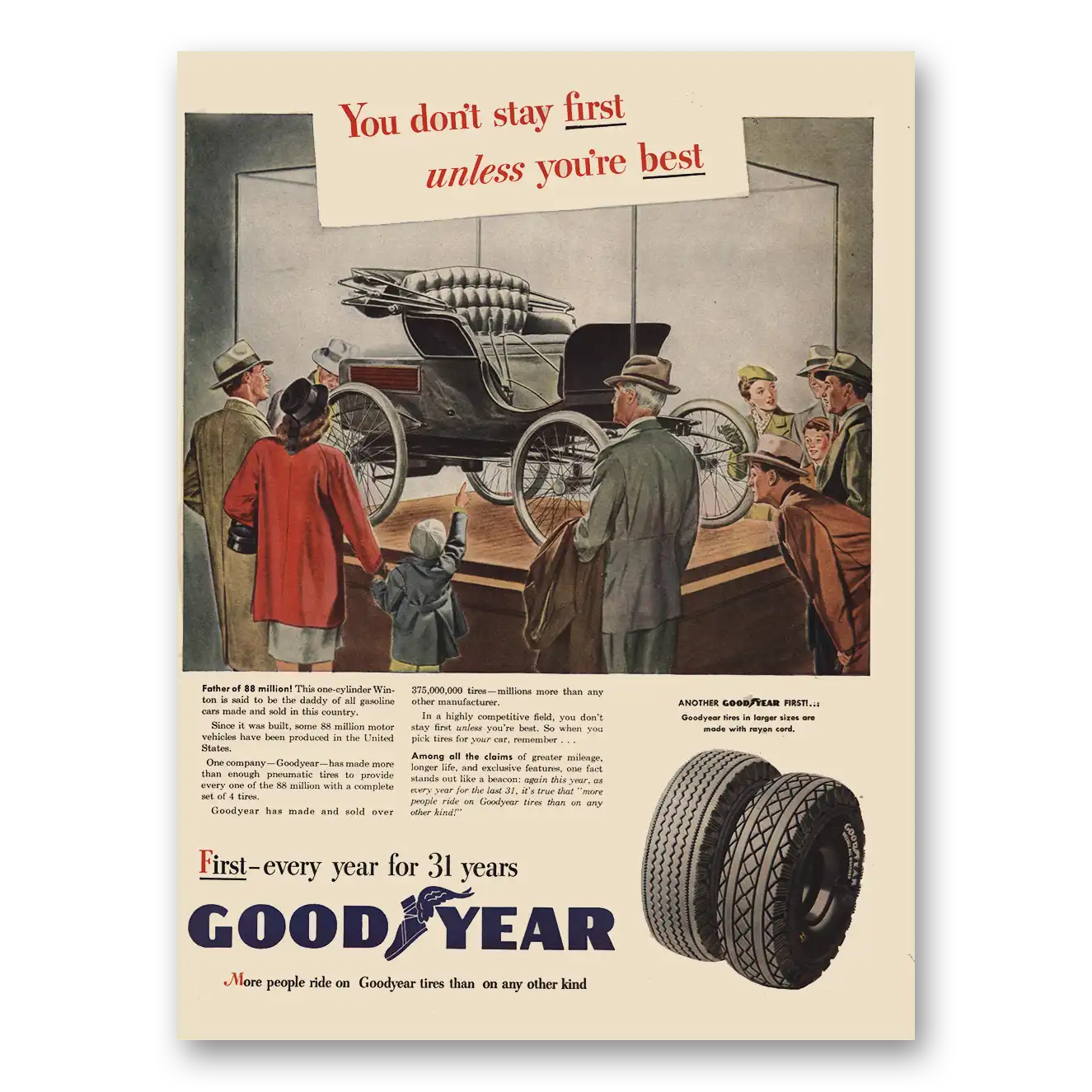 1946 Goodyear Tires Tire Father of 88 Million Vintage Magazine Print Ad