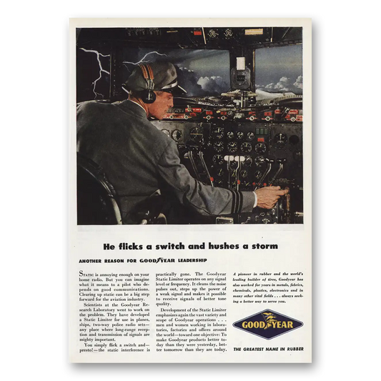 1946 Goodyear Flick Switch and Hushes Storm Vintage Magazine Print Ad