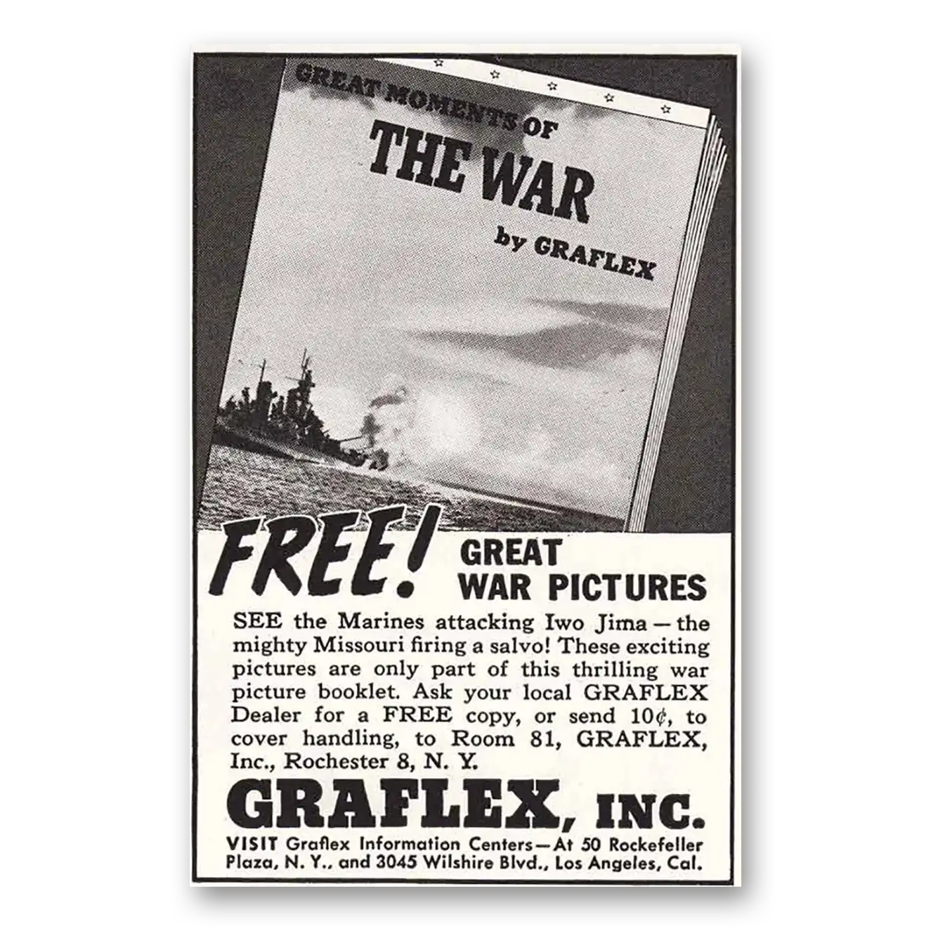 1946 Graflex Cameras War Great War Pictures Vintage Magazine Print Ad