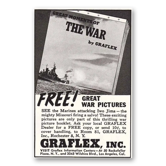 1946 Graflex Cameras War Great War Pictures Vintage Magazine Print Ad