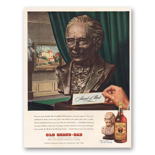 1946 Old Grand-Dad Bourbon Whiskey Award of Merit Vintage Magazine Print Ad