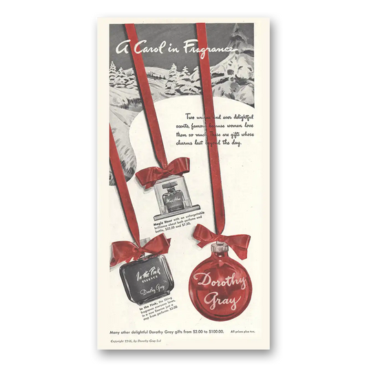 1946 Dorothy Gray Fragrances Christmas Vintage Magazine Print Ad