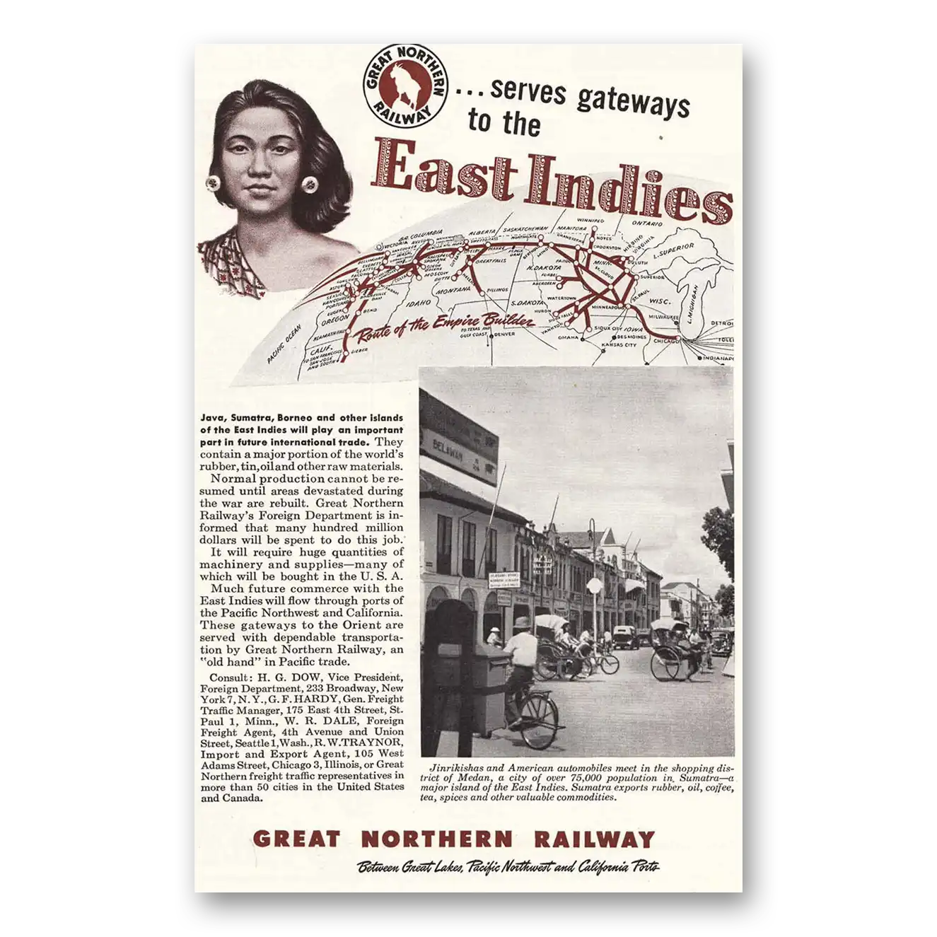 1946 Great Northern Railway East Indies Vintage Magazine Print Ad