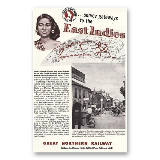 1946 Great Northern Railway East Indies Vintage Magazine Print Ad