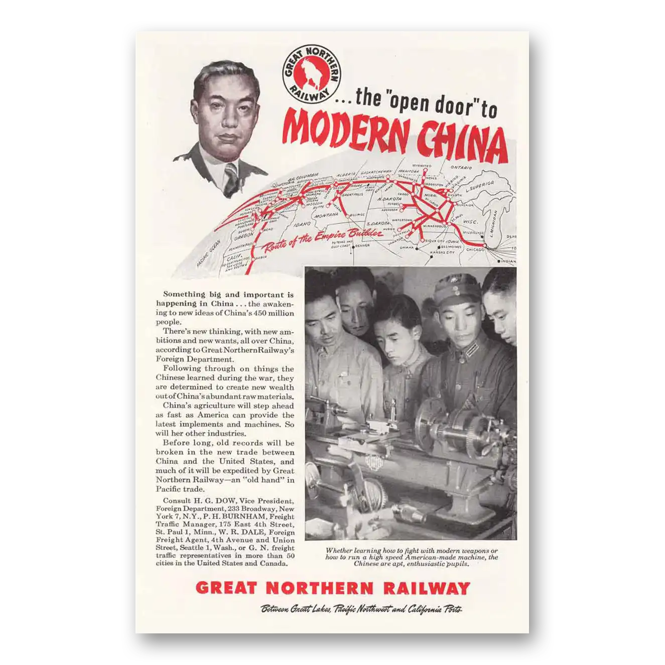 1946 Great Northern Railway Modern China Vintage Magazine Print Ad