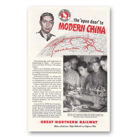 1946 Great Northern Railway Modern China Vintage Magazine Print Ad