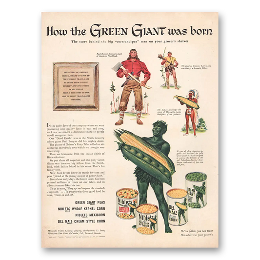 1946 Green Giant How the Green Giant Was Born Vintage Magazine Print Ad