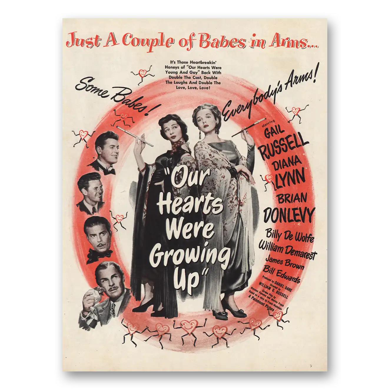 1946 Our Hearts Were Growing Up Movie Promo Gail Russell and Diana Lynn Vintage Magazine Print Ad