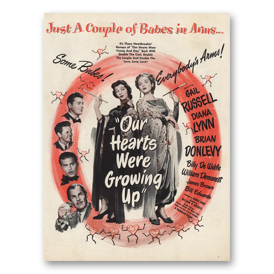 1946 Our Hearts Were Growing Up Movie Promo Gail Russell and Diana Lynn Vintage Magazine Print Ad