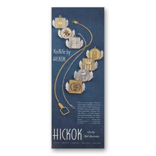 1946 Hickok Jewelry KoiNife Back Again Vintage Magazine Print Ad