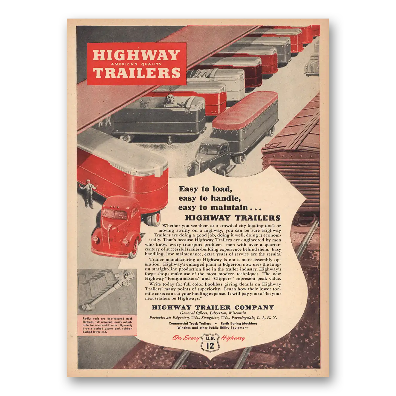 1946 Highway Trailers Easy to Load Handle Maintain Vintage Magazine Print Ad