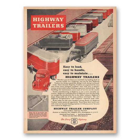 1946 Highway Trailers Easy to Load Handle Maintain Vintage Magazine Print Ad