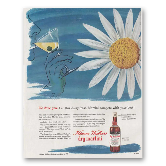 1946 Hiram Walker Dry Martini Daisy Fresh Vintage Magazine Print Ad