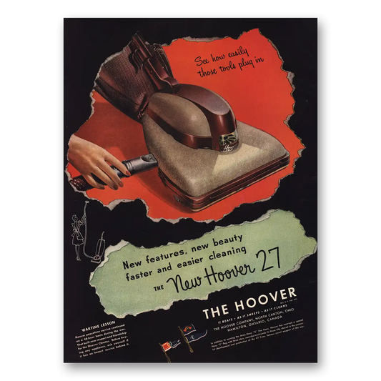 1946 Hoover Vacuum New Features New Beauty Vintage Magazine Print Ad