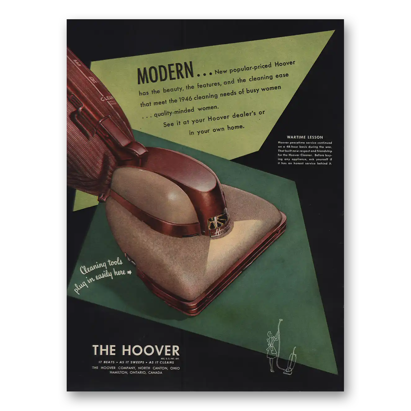 1946 Hoover Vacuum Modern Has the Beauty the Features Vintage Magazine Print Ad