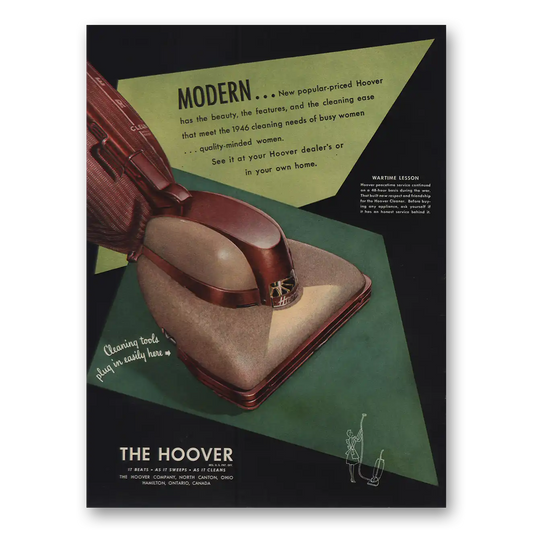 1946 Hoover Vacuum Modern Has the Beauty the Features Vintage Magazine Print Ad