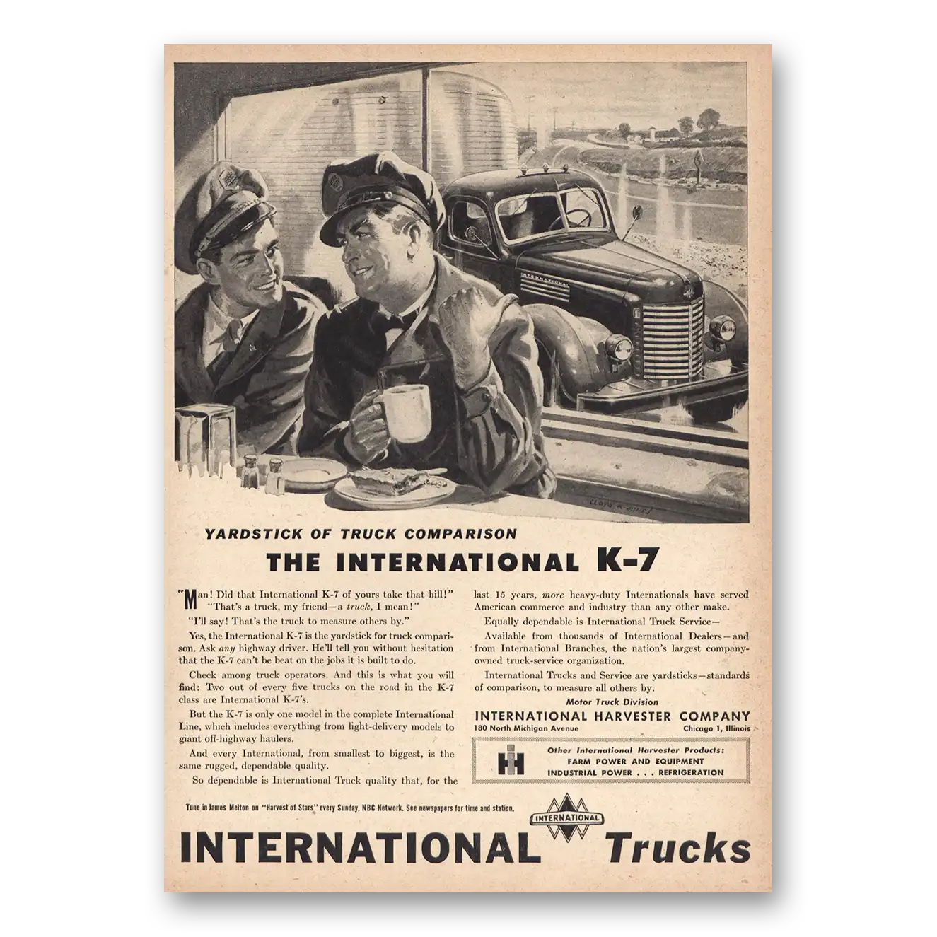 1946 International Trucks K7 Yardstick Truck Comparison Vintage Magazine Print Ad