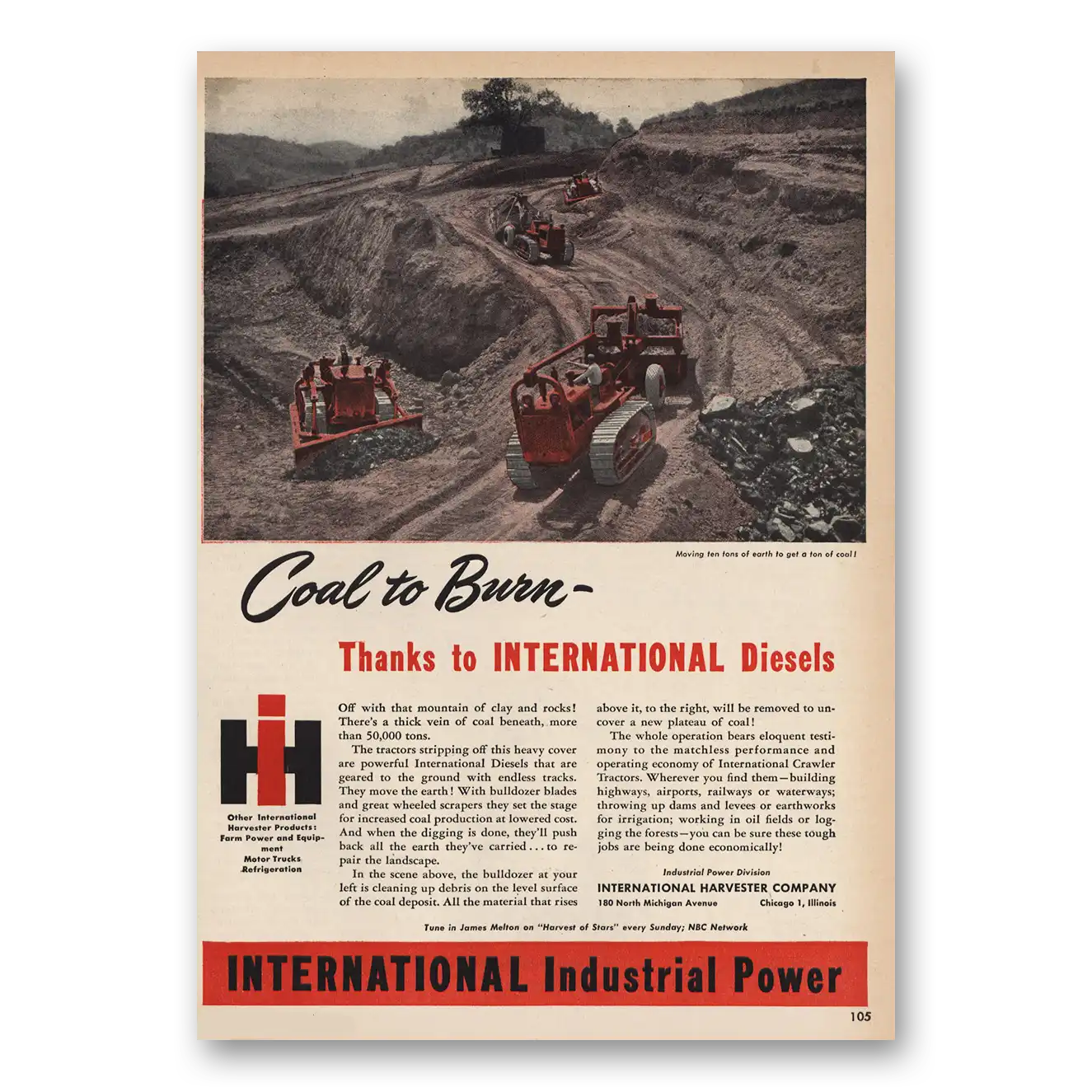 1946 International Harvester Coal to Burn Vintage Magazine Print Ad